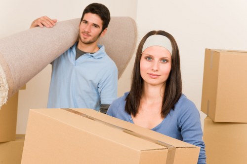 Moving van and boxes prepared for a local house move in West London