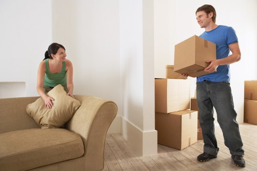 Careful wrapping and box labelling for fragile household items